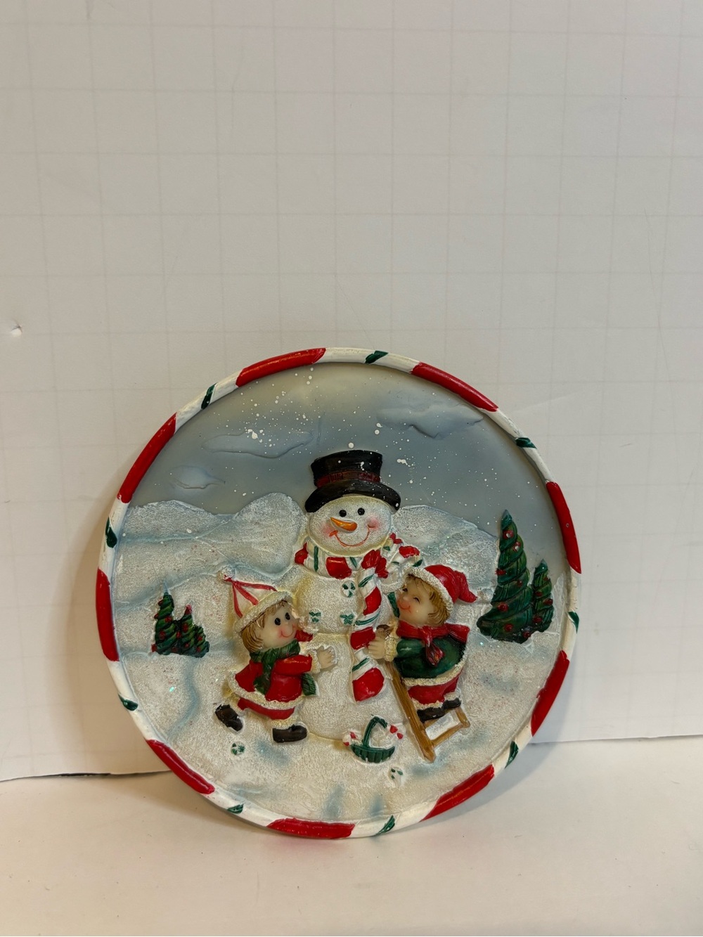 Holiday Snowman mini Wall Plaque - Red & White Festive Decor Christmas